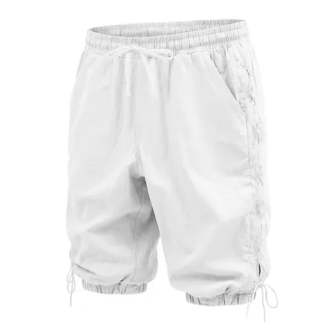 Pantaloncini Casual da Uomo in Lino Estate Hawaii High Street Hip Hop Taglio Comodo Harem Lacci Coulisse Pantaloni Capri per Uomo Casual Bottoms