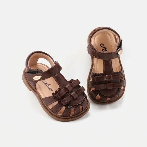 Baby Girls Bow Sandals Soft Sole Pre-walker Shoes Hollow Princess Flat Sandals For Toddler Infants Summer Casual Footwear