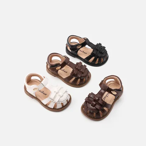 Baby Girls Bow Sandals Soft Sole Pre-walker Shoes Hollow Princess Flat Sandals For Toddler Infants Summer Casual Footwear
