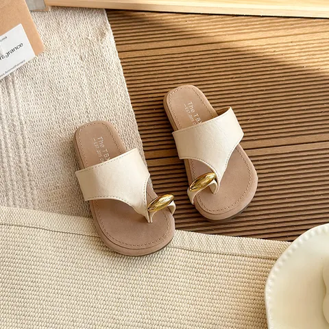 Chanclas de Estilo Coreano para Niñas Suela Suave Antideslizante Sandalias de Playa con Hebilla de Metal Zapatos Casuales de Verano
