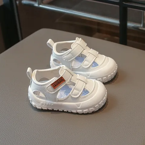 Toddler Summer Sandals Closed Toe Anti-Slip Soft Sole Baby First Walker Shoes For Boys Girls PU Leather Lightweight Breathable Shoes