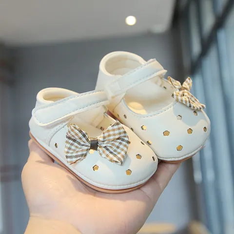 Toddler Baby Girl Princess Hollow Out Mary Jane Shoes With Bowknot Synthetic Leather Soft Sole Non-slip Summer First Walkers Sandals
