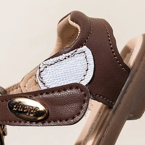 Toddler Girls Summer Sandals Cute Rabbit Ears Soft Sole Roman Princess Shoes Synthetic Leather White Dark Brown Fashion Baby Footwear