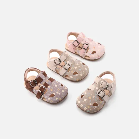 Chaussures pour Petites Filles à Fleurs Ajourées Princesse Semelle Souple Antidérapante Sandales Couleur Contrastée Été
