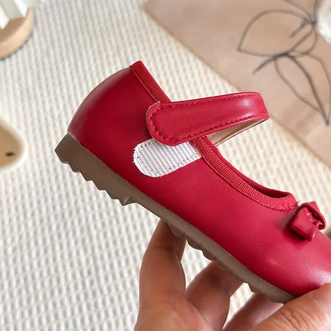 Girls Mary Jane Princess Shoes Bow Knot Patent Synthetic Leather Soft Sole Non-Slip Dance School Shoes For Toddler Kids