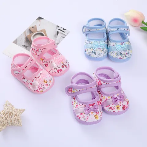 Infant Baby Soft Sole Walking Shoes Floral Striped Bow Heart Embroidery First Walkers For Toddlers 0-12 Months Spring Autumn
