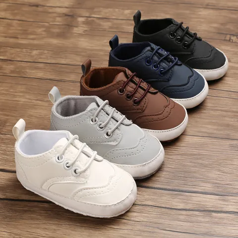 Baby Boy Soft Sole First Walker Shoes Synthetic Leather Non-Slip Casual British Style Oxford Brogue Spring Autumn Infants Shoes