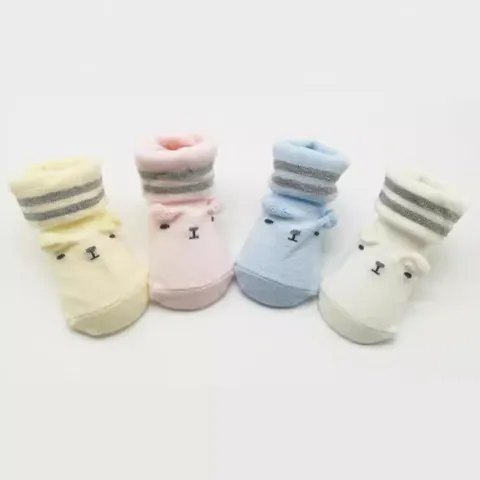 Newborn Combed Cotton Socks Breathable Anti Slip Infant Socks With 3D Ears Animal Pattern Baby Socks For Boys Girls