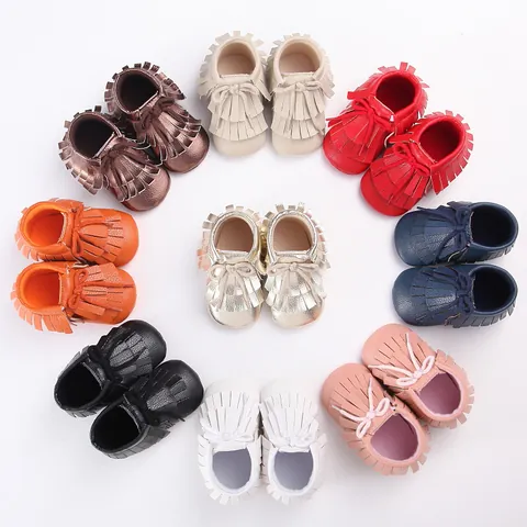Infant Baby Soft Sole Moccasins Fringed Tassel Pre-Walker Shoes With Bow Knot For Toddler Boys Girls Casual Non-Slip Shoes