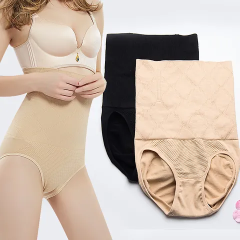 Mutandine Contenitive a Vita Alta Senza Cuciture da Donna Modellante Post Parto Sollevamento Glutei Traspirante Nylon Cotone Intimo Modellante