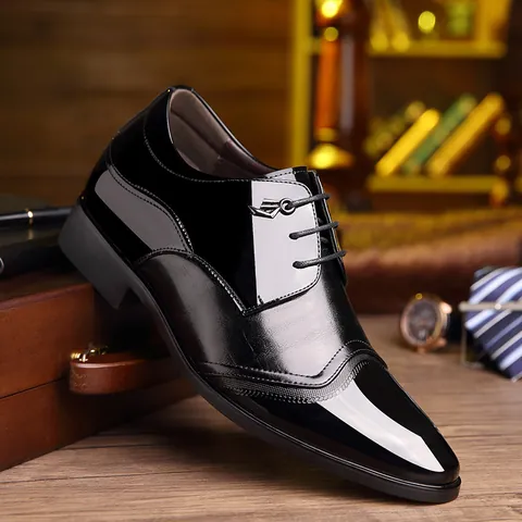 Herren Business Formelle Lederschuhe 8CM Versteckte Erhöhung Schnürschuhe Britischer Stil Mikrofaserleder Oxford-Schuhe