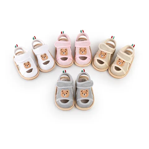 Baby First Walker Sandals Breathable Mesh Cartoon Bear Soft Anti-Slip Sole Infant Shoes For Toddlers 0-1 Year Old