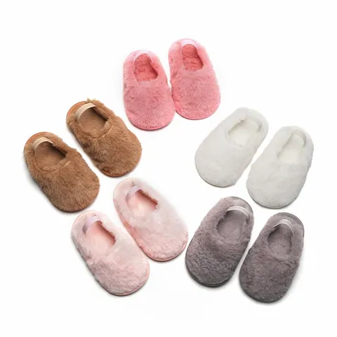 Baby Plush Slippers Infant First Walker Shoes Cute Toddler Soft Sole Indoor House Shoes For Boys Girls Newborn Gift