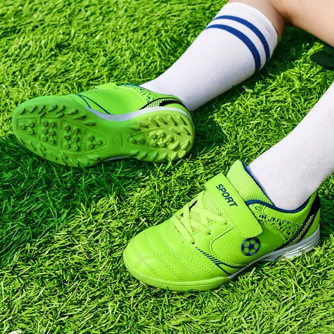 Kids TF Soccer Shoes Artificial Leather Rubber Studs Training Soccer Cleats For Boys Girls Indoor Outdoor Turf Students