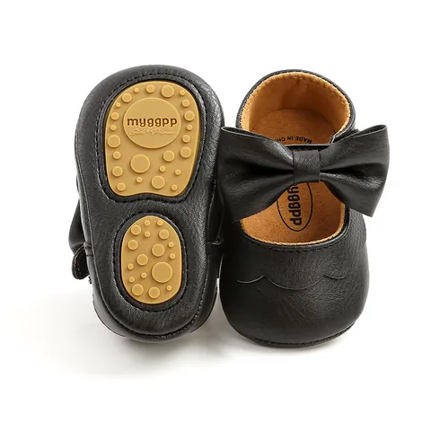 Baby Girls Princess Shoes Soft Sole PU Leather Scalloped Edge Large Bow Toddler Mary Jane First Walkers Wedding Party Shoes