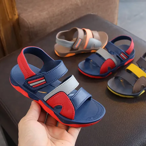 Kinder Jungen Sommer Strandsandalen Cartoon Kontrastfarbe Leicht Rutschfest Gummisohle Klettverschluss Sandalen Für Kinder