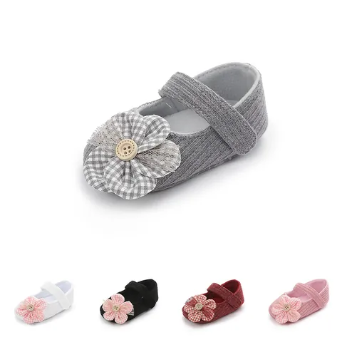 Scarpine Primi Passi per Neonata Principessa Suola Morbida Antiscivolo in Cotone Scarpe Prewalker Con Decorazione Floreale 3D