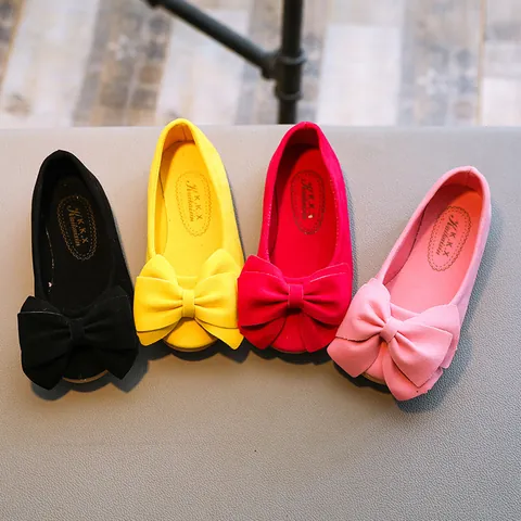 Girls Velvet Princess Flat Shoes Sweet Bow Slip-on Casual Shoes For Kids Party Daily Wear Solid Color Round Toe Shoes