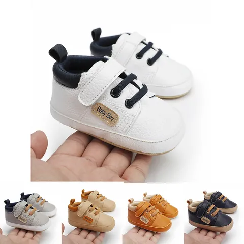 Infant Baby Boy Soft Sole Casual First Walkers Synthetic Leather Toddler Shoes Hook And Loop closure Pre-walker Shoes