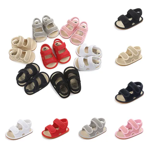 Summer Breathable Baby First Walker Shoes Anti-Slip Soft PVC Sole Mesh Cotton Fabric Infant Sandals Hook And Loop Toddler Shoes Boys Girls