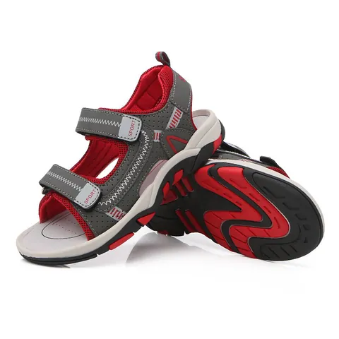 Boys Sport Sandals Summer Beach Shoes Breathable Synthetic Leather Non-Slip Rubber Sole Velcro Straps Casual Outdoor Footwear For Children