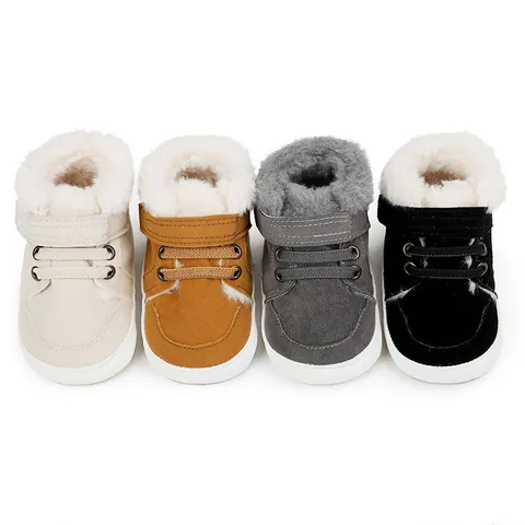 Baby Winter Snow Boots 0-1 Year Old Infant Soft Sole Prewalker Shoes Faux Suede Warm Plush Lined Toddler First Walker Cotton Shoes