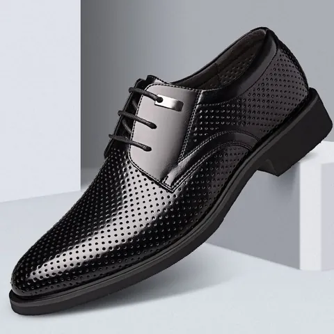 Scarpe da Uomo in Pelle di Vacchetta Formali Rialzo Interno Oxford Traspiranti Intagliate Scarpe da Matrimonio per Sposo