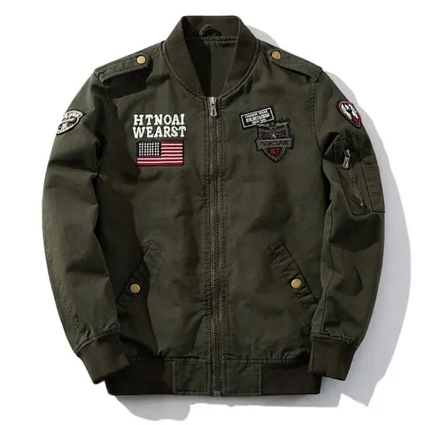 Men Military Bomber Jacket Pilot Style Embroidered Cotton Top Casual Tactical Outdoor MA-1 Flight Jacket Coat For Men