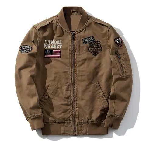 Men Military Bomber Jacket Pilot Style Embroidered Cotton Top Casual Tactical Outdoor MA-1 Flight Jacket Coat For Men
