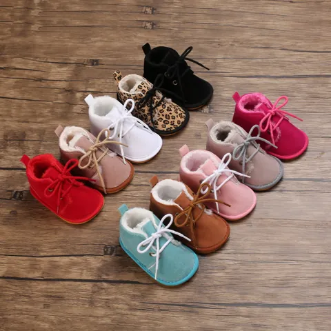 Baby Winter Snow Boots For Infants Toddler Warm Faux Suede Fleece Lined Martin Boots With Non-slip Rubber Sole Pre-walker Shoes