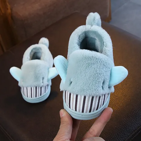 Children Cute Cartoon Animal Plush Cotton Slippers For Toddler Kids Winter Warm Soft Sole Indoor Home Fuzzy Shoes