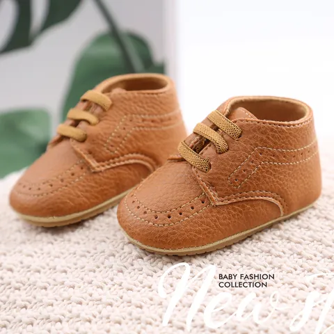 Infant Baby Soft Sole Pre-Walker Shoes Synthetic Leather Brogue Style Anti-Slip First Walkers Sneakers For Boys Girls