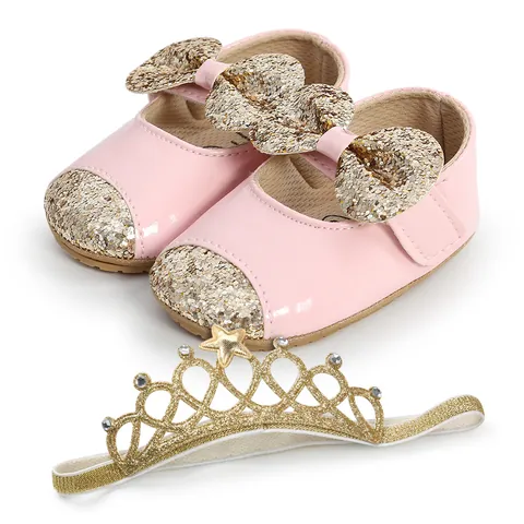 Baby Girls Princess Shoes Sequin Butterfly Bow Soft Sole Prewalker Infant Toddler Wedding Party Mary Jane Walking Shoes