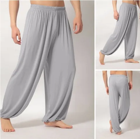 Men Casual Yoga Tai Chi Pants Cotton Blend Harem Joggers With Elastic Waist Drawstring Comfortable Workout Trousers