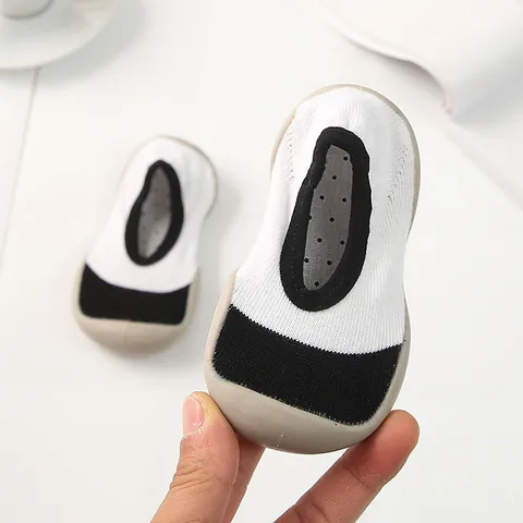 Baby Toddler First Walker Shoes Non-slip Rubber Soft Sole Sock Shoes Breathable Cotton Knit Indoor Floor Shoes Infant Cartoon Animal Pattern Sneakers