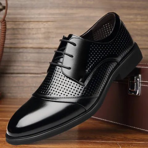 Zapatos de Vestir Formales para Hombre de Cuero Calado Perforado Transpirable con Cordones Oxford Derby para Oficina Boda Verano