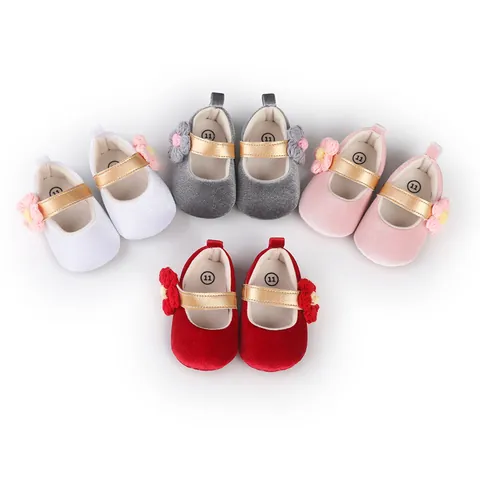 Baby Girl Princess First Walkers Canvas Shoes Soft Sole Crochet Flower Gold Strap Anti Slip Infant Newborn Prewalker Shoes