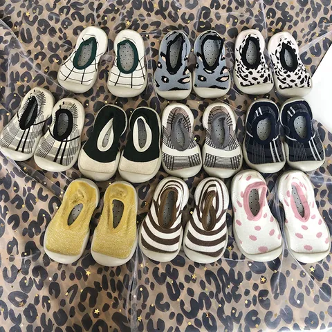 Breathable Cotton Knit Baby Prewalker Sock Shoes Anti-Slip Soft Sole Toddler Shoes For Boys Girls Infants Summer Indoor Floor Shoes