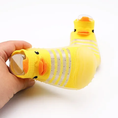 Baby Peuter Loopschoenen Ijs Zijde Gebreid Ademend Zachte Zool Antislip Binnenvloer Sokken Schoenen Cartoon Eend Pinguïn Patroon Schoenen
