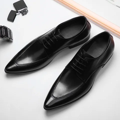 Heren Mode Spitse Neus Glad Leer Schoenen Britse Stijl Formele Oxford Schoenen Antislip Ademend Kantoor Nette Schoenen