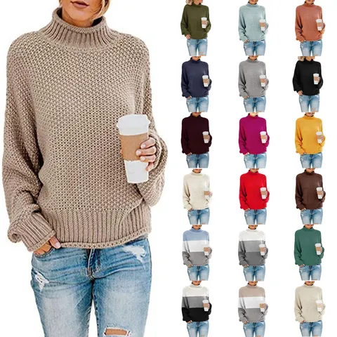 Γυναικείο Casual Πλεκτό Πουλόβερ Ζιβάγκο Ριγέ Patchwork Μακρυμάνικο Πουλόβερ Χαλαρό Ζεστό Τοπ για Φθινόπωρο Χειμώνα