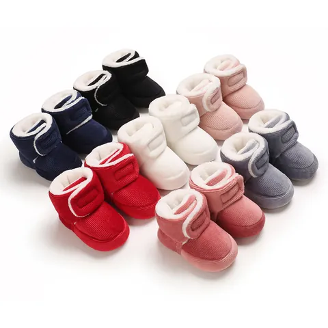 Infant Baby Winter Snow Boots Soft Sole Warm Fleece Lined Corduroy First Walker Shoes For Toddler Boys Girls Indoor Walking