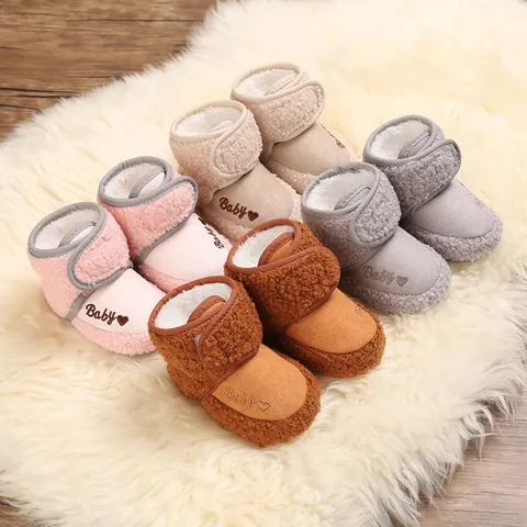 Infant Winter Warm Snow Boots Cotton Soft Sole Fleece Lined Hook Loop Newborn Walking Shoes Anti Slip Baby Toddler Booties