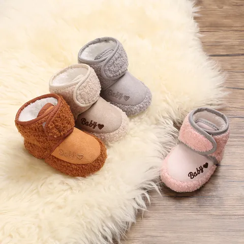 Infant Winter Warm Snow Boots Cotton Soft Sole Fleece Lined Hook Loop Newborn Walking Shoes Anti Slip Baby Toddler Booties