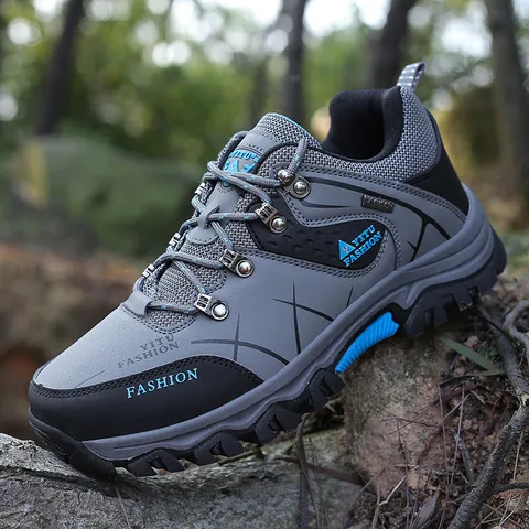 Men Outdoor Hiking Shoes Mesh Synthetic Leather Waterproof Non-Slip Thick Sole Professional Trekking Sneakers For Men Travel Climbing