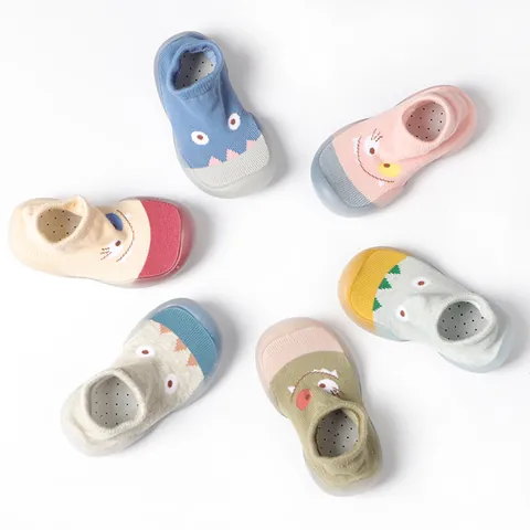 Baby Toddler Cartoon Walking Shoes Soft Sole Breathable Cotton Knit Sock Shoes Indoor Floor Shoes For Boys Girls