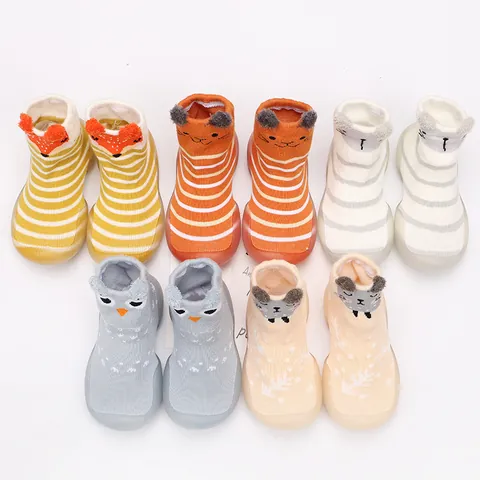Baby First Walker Shoes Toddler Indoor Sock Shoes Soft Sole Non-slip Breathable Cartoon Animal Fox Rabbit Baby Shoes