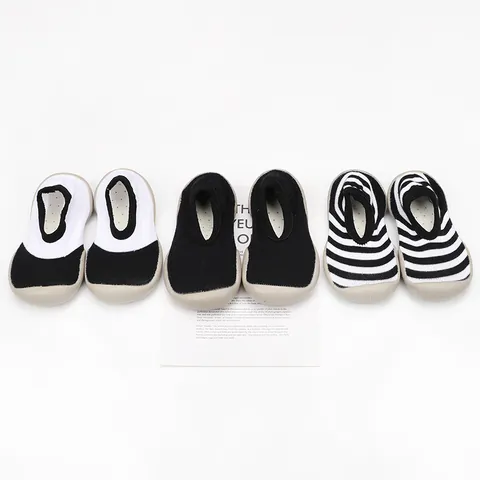 Baby Sock Shoes Non Slip Soft Sole First Walkers Toddler Indoor Floor Shoes Breathable Cotton Knit Shoes For Boys Girls