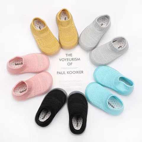 Kids Sock Shoes Breathable Knitted Cotton Sneakers For Toddler Boys Girls Soft Sole Slip-On Casual Shoes Candy Colors