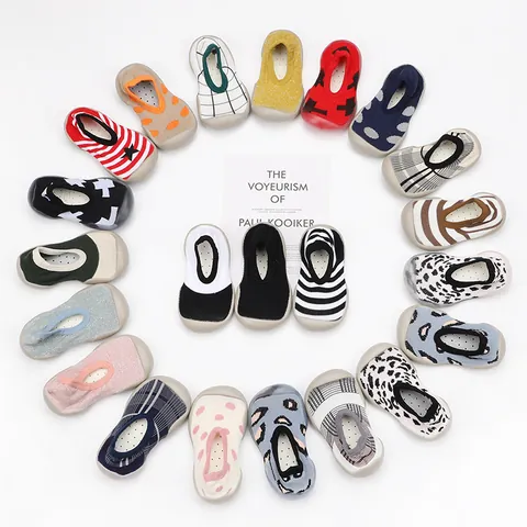 Baby Sock Shoes Non Slip Soft Sole First Walkers Toddler Indoor Floor Shoes Breathable Cotton Knit Shoes For Boys Girls